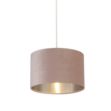 Searchlight Velvet Drum - lampenkap - Ø 28 x 18 cm - roze en zilver
