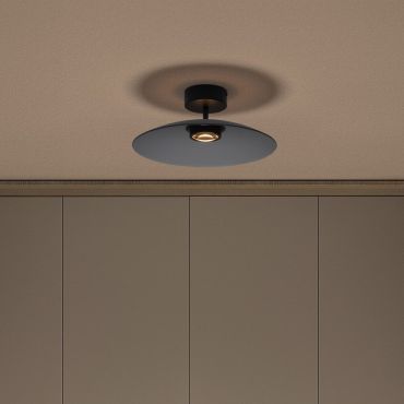 Nova Luce Polifemo - plafondlamp - Ø 40 x 16 cm - 12W LED incl. - rokerig glas en zandzwart