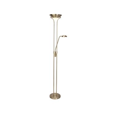 Searchlight Mother &amp; Child - staanlamp met leeslamp - Ø25,4 x 180 cm - 15,5W + 5W dimbare LED incl. - antiek messing