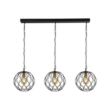 Searchlight Finesse - hanglamp - 95 x 25 x 80 cm - zwart en goud