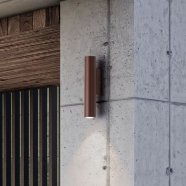 Nova Luce Torrin - buiten wandverlichting - Ø 4,5 x 23 x 7,5 cm - 3W LED incl. - IP65 - corten