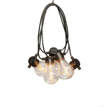 Konstsmide - decoratieve party lichtset met dimfunctie en vervangbare LED - 4,5m lengte met 10m snoer - 10 LED lampen incl. - 4,2W - IP44 - zwart
