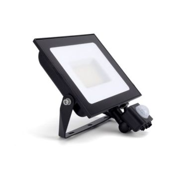 Integral LED Compact Slim - verstraler met sensor - 19,8 x 16,7 x 7,9 cm - 50W LED incl. - IP65 - zwart - wit (4000K)