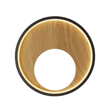 Searchlight Curio - wandlamp - Ø 30 cm - 11W LED incl. - zwart en hout