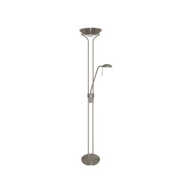 Searchlight Mother &amp; Child - staanlamp met dubbele dimmer - 180 cm - satijn zilver