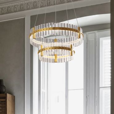Nova Luce Kezo - hanglamp - Ø 60 x 140 cm - 67W dimbare LED incl. - goud