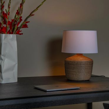 Lucide Ambala - tafellamp - Ø 45 x 64 cm - wit en lichtbruin
