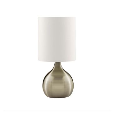 Searchlight Touch - tafellamp - 29 cm - 3 stappen dimbaar - wit en antiek messing