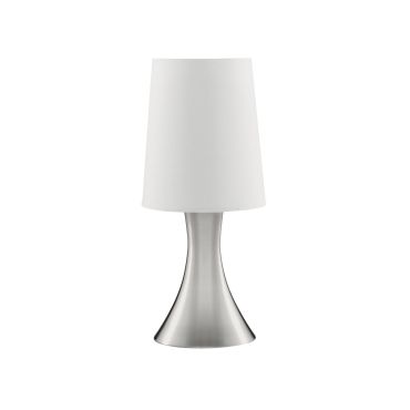 Searchlight Touch - tafellamp - 29,5 cm - 3 stappen dimbaar - satijn zilver en wit