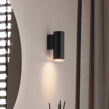 Nova Luce Mao - wandlamp - Ø 5,5 x 14,8 cm - IP44 - zandzwart