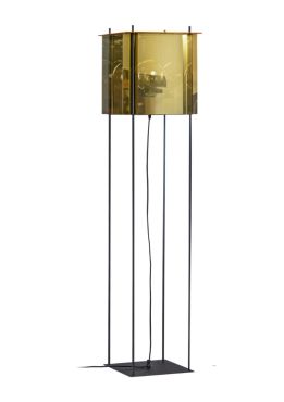 ETH Cube - vloerlamp - 30 x 30 x 130 cm - zwart, goud en zilver