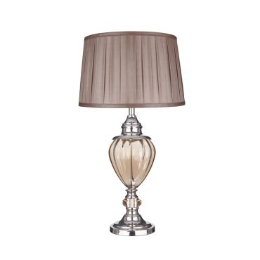 Searchlight Greyson - tafellamp - Ø 38 x 68 cm - chroom en bruin