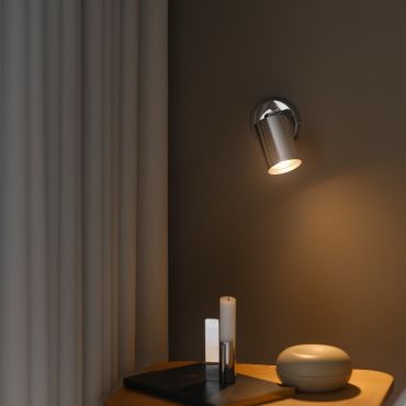 Nordlux Explore - wandlamp met schakelaar -  Ø 8 x 14,5 cm - chroom