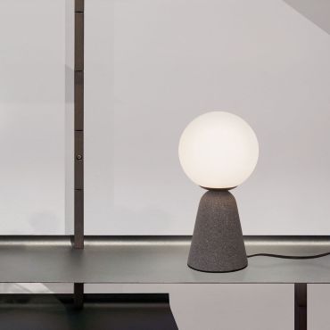 Nova Luce Zero - tafellamp - Ø 10 x 20 cm - grijs en opaal