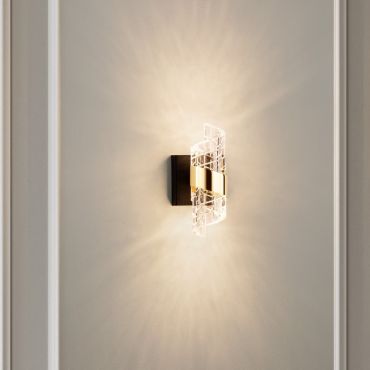 Nova Luce Seneca - wandlamp - 12,3 x 22 x 10 cm - 9W LED incl. - goud en zwart