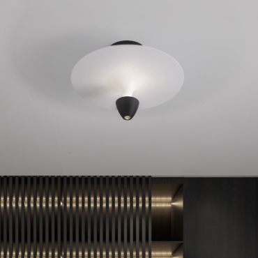 Nova Luce Luet - plafondlamp - Ø 34 x 24 cm - 11W LED incl. - zandzwart en wit