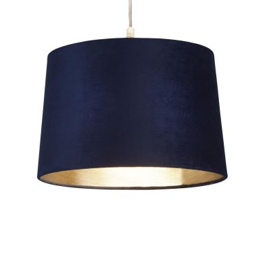 Searchlight Drum Shade - lampenkap - Ø 30 x 20 cm - marineblauw en geborsteld goud