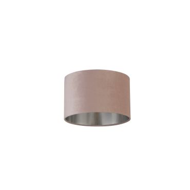 Searchlight Drum Shade - lampenkap - Ø 28 x 18 cm - roze en geborsteld zilver