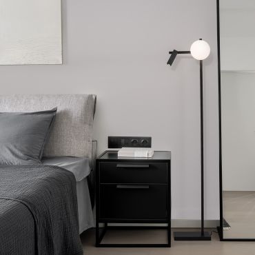 Nova Luce Joline - staanlamp - 150 cm - 6W + 3W LED incl. - zand zwart en opaal wit