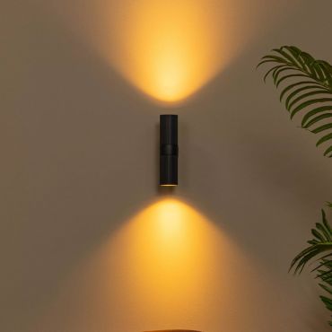 Lucide Clubs - wandverlichting - 10,8 x 5,6 x 21 cm - zwart