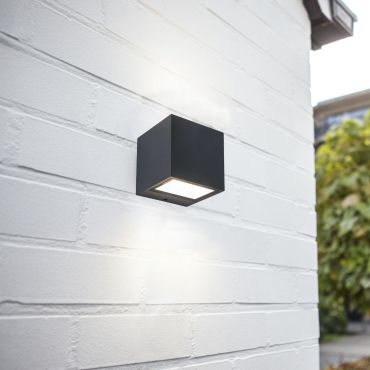 Lutec Gemini - buiten wandlamp - 8,8 x 8,5 x 8,6 cm - 9W LED incl. - IP54 - zwart