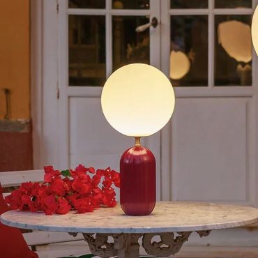 New Garden Monica 50 - oplaadbare tafellamp op batterijen met afstandsbediening - Ø 25 x 51,3 cm - 7W LED incl. - IP54 - bordeauxrood