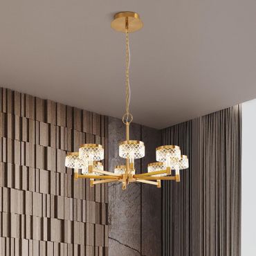 Nova Luce Bion - hanglamp - Ø 80,7 x 150 cm - 48W LED incl. - messing goud