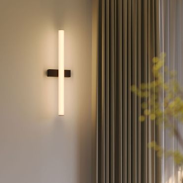 Maxlight Thora - wandlamp - 16 x 60 x 8,5 cm - 12W dimbare LED incl. - IP44 - zwart