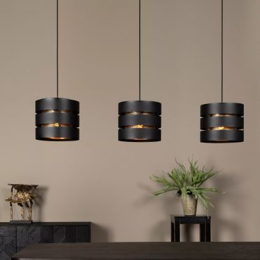 Lucide Rosas - hanglamp 3L - 130 x 26 x 152 cm - zwart en messing