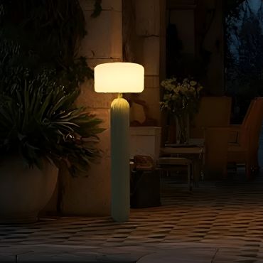 New Garden Phoebe 145 - oplaadbare vloerlamp op zonne-energie en op batterijen met afstandsbediening - Ø 45 x 143 cm - RGB + wit 5W LED incl. - IP65 - olijfgroen - 3000K