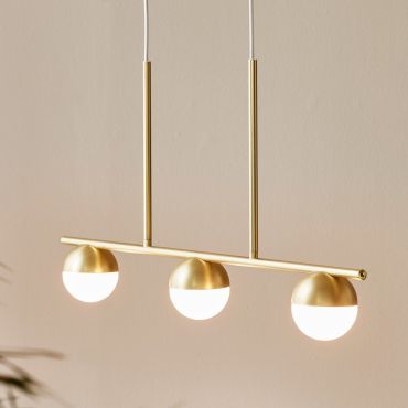 Nordlux Contina - hanglamp - 90 x 10 x 241,3 cm - messing en opaal wit