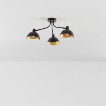 Nova Luce Geti - plafondlamp - Ø 15 x 12 cm - mat zwart en goud