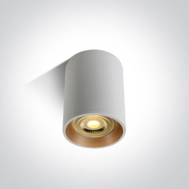 ONE Light Dark Light Cylinders - plafondverlichting - Ø 7 x 10 cm - wit en messing