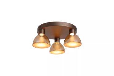 Searchlight Cannes - plafondlamp - Ø 47 x 17,1 cm - 21W dimbare LED incl. - koffiebruin en amber