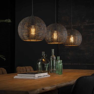 Vico Armor - hanglamp - 128 x 30 x 150 cm - zwart bruin