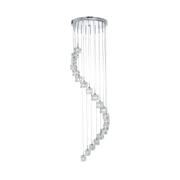 Searchlight Ice Cube - hanglamp - Ø 45 x 180 cm - 20 x 3W dimbare LED incl. - chroom
