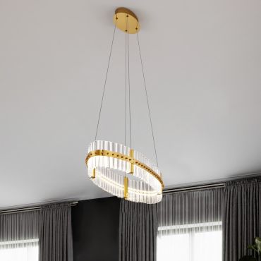Nova Luce Kezo - hanglamp - Ø 90 x 130 cm - 45W dimbare LED incl. - goud