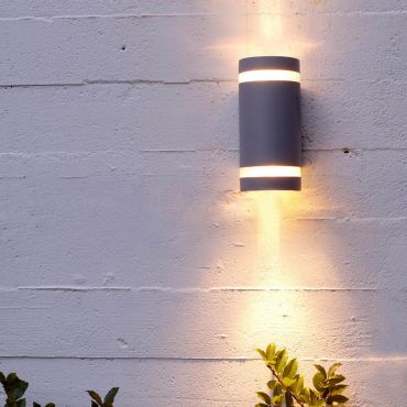 Lutec Focus - buiten wandlamp - 11 x 11 x 23 cm - IP44 - donkergrijs