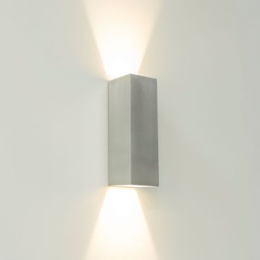 Artdelight Vegas - wandlamp - 8 x 8 x 25 cm - 2 x 4W dimbare LED incl. - IP65 - aluminium