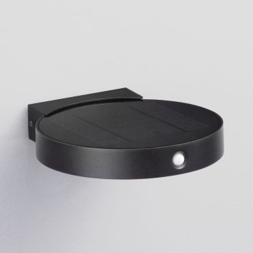 Nova Luce Aigo - buiten wandverlichting met sensor op zonne-energie - 16 x 3,2 x 17,7 cm - 2W LED incl. - IP65 - donker antraciet