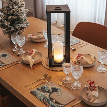 New Garden Siroco 50 - draagbare vloer- en tafellamp - 18 x 18 x 50 cm - 2W dimbare LED incl. - IP54 - zwart