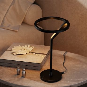 Nova Luce Tilia - tafellamp - Ø 22 x 38 cm - 16W dimbare LED incl. - zandzwart