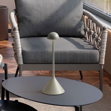 Nova Luce Dalt - oplaadbare tafellamp buiten - Ø 9,5 x 25 cm - 1W dimbare LED incl. - IP54 - olijfgroen