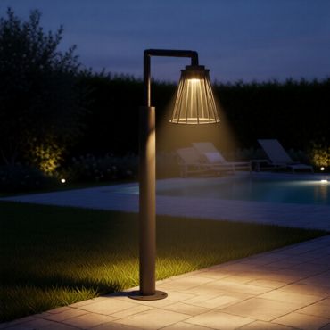 Nova Luce Carina - tuinpaal - Ø 18 x 90 x 27 cm - 6W LED incl. - IP65 - zandzwart