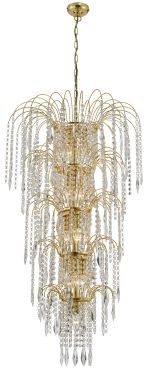Searchlight Waterfall - luster - Ø 58 x 264 cm - goud en transparant