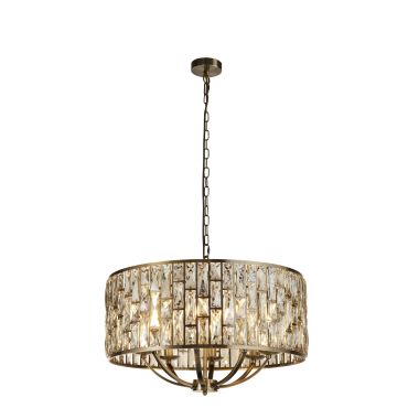 Searchlight Bijou - hanglamp - Ø 64 x 150 cm - antiek messing en champagne