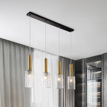 Nova Luce Certa - hanglamp - 90 x 120 x 12,5 cm - helder glas, messing goud en zwart