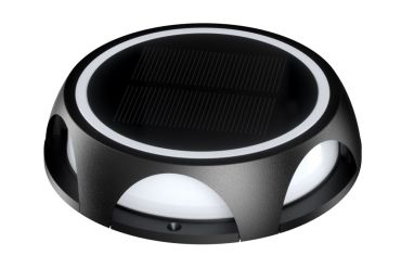 Integral LED True - opbouw grondspot op zonne-energie met bewegingssensor - Ø 14 x 3,2 cm - 1,2W LED incl. - IP65 - zwart