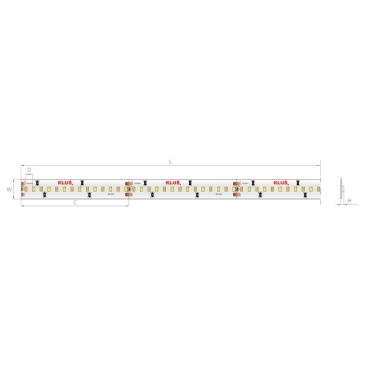 KLUS LED strip - 1,0 cm breed, 500cm lengte - 24Vdc - dim to warm - 14,4W LED per meter - 252 LEDs per meter - IP20 - 2700-5000K