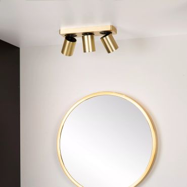 Lucide Nigel - opbouwspot - 30 x 10 x 11,5 cm - 3 x 5W dimbare LED incl. - dim to warm - goud